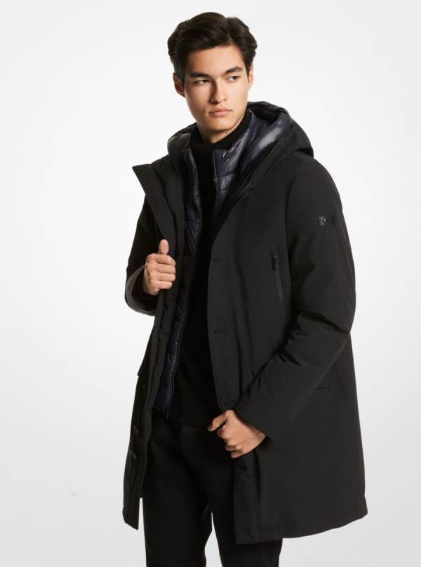 Panske Kabáty Michael Kors 2-in-1 Hooded Čierne - Oblecenie Michael Kors Nejlevnejsi | XMYPT-0326